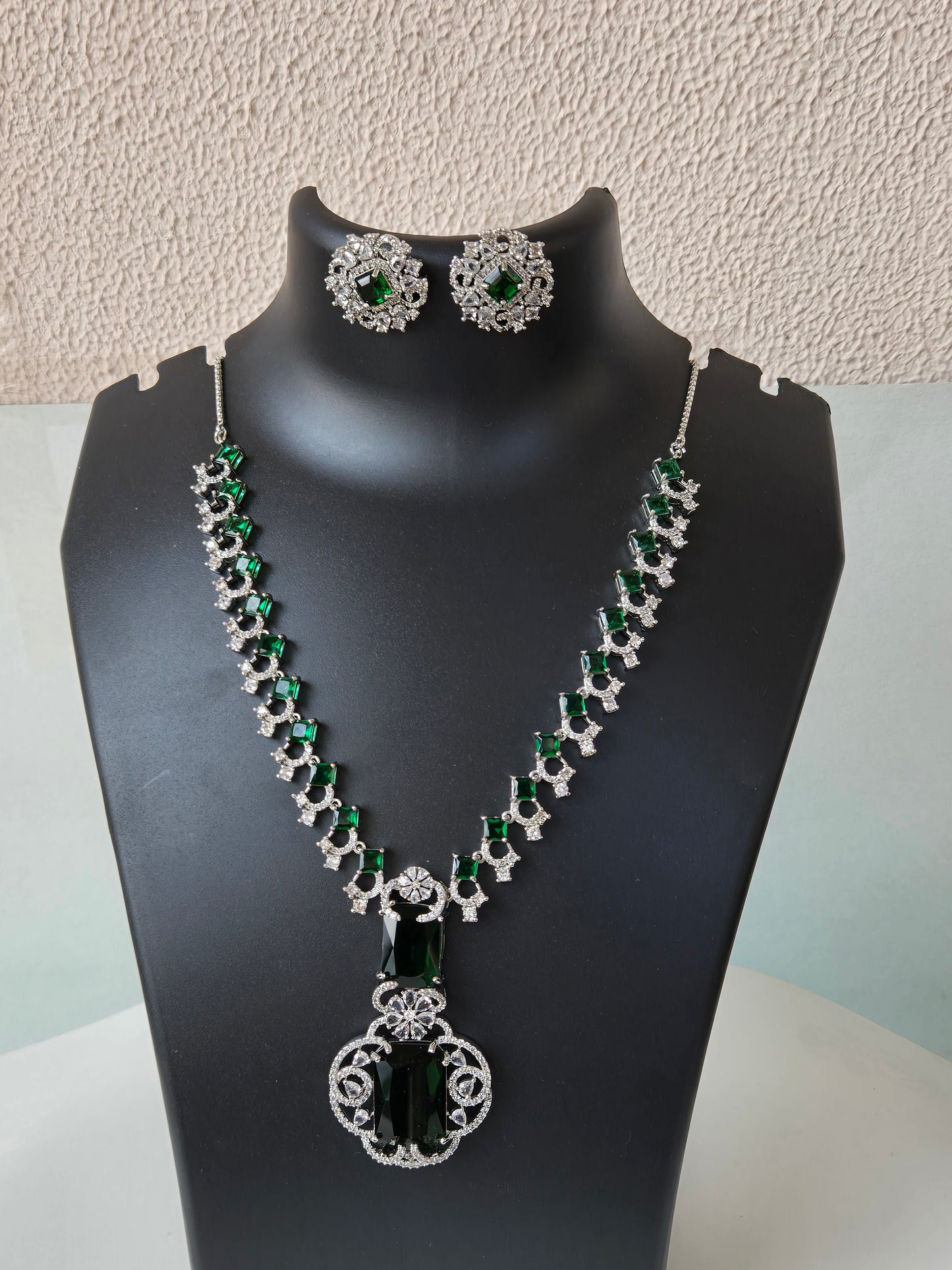 Nita Ambani Inspired Designer Necklace Set - Green