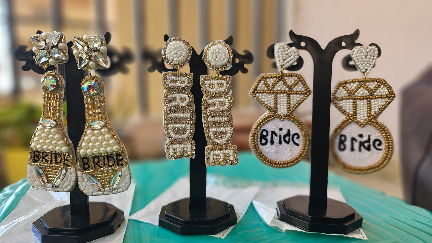 Diamond Ring Earrings - Bride To Be