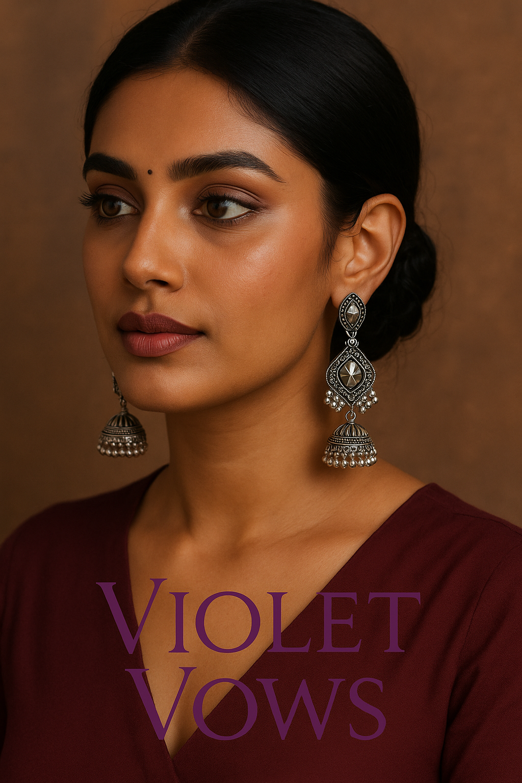 Mirror Work Oxidized Jhumka Earrings
