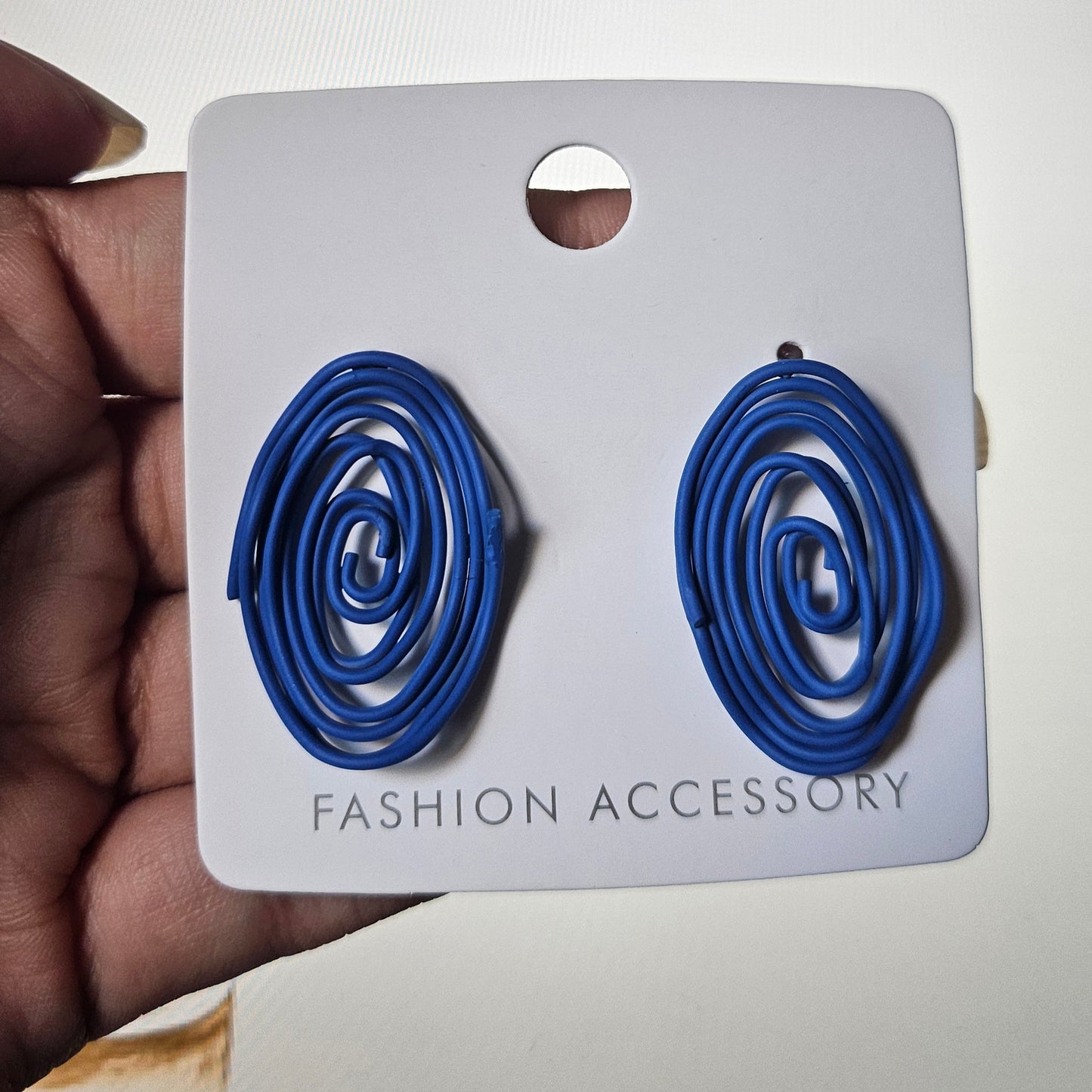Spiral Blue Fashion Accessory Earrings