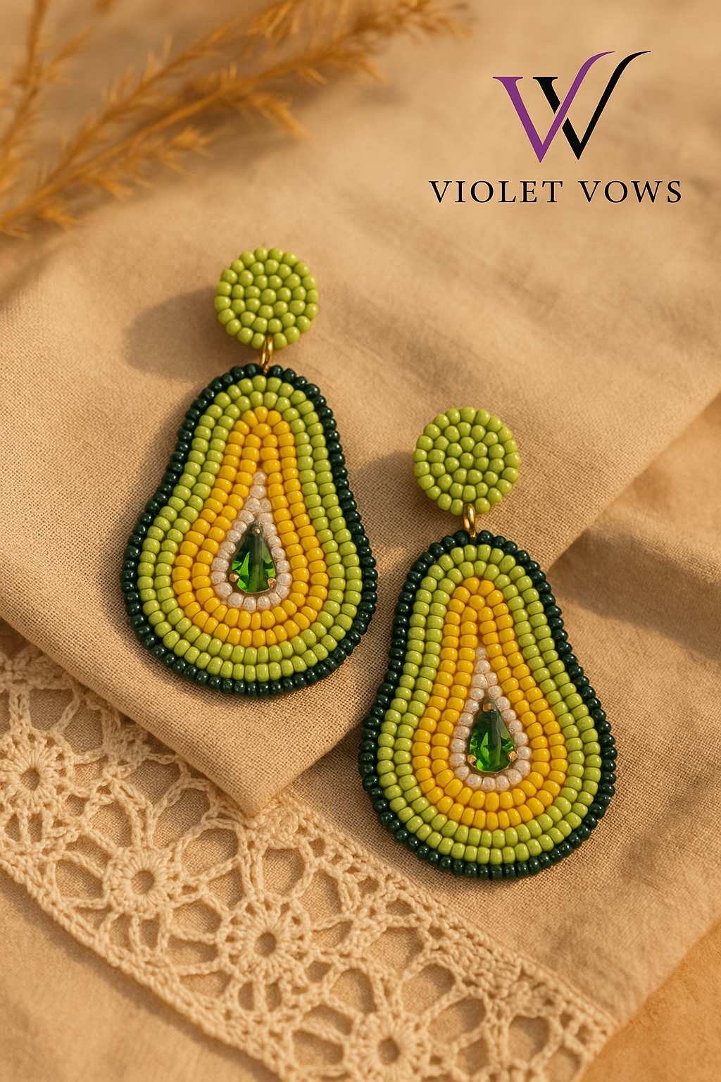 Guac 'n Roll! Handcrafted Avocado Beaded Earrings