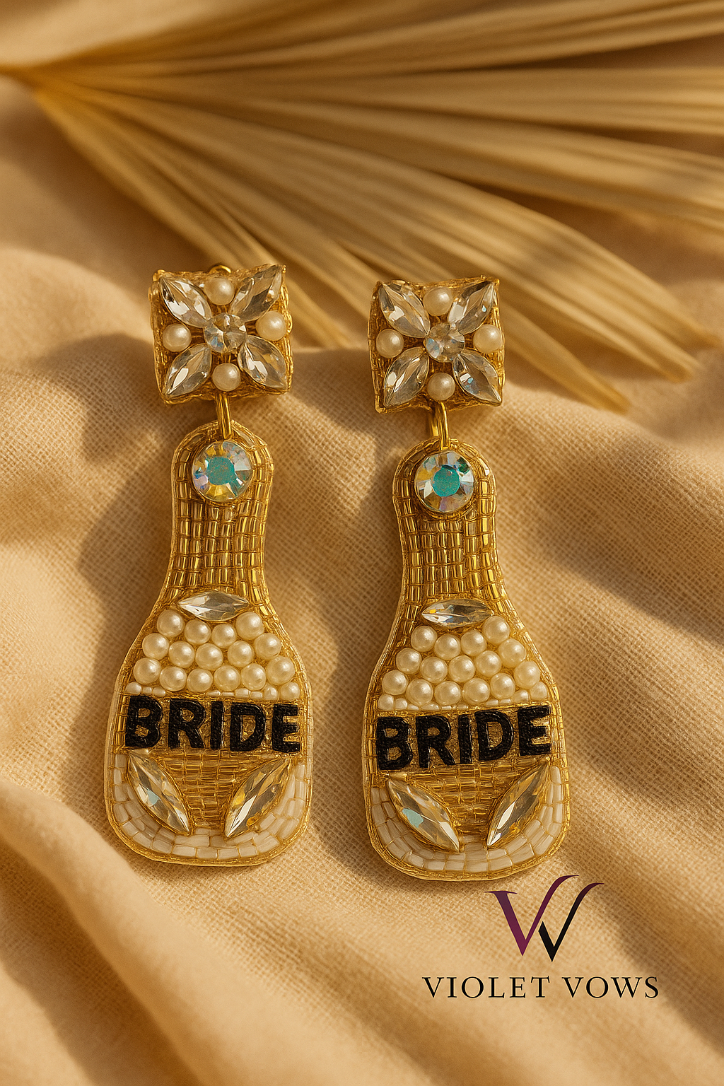 Champagne Bottle Earrings - Bride To Be