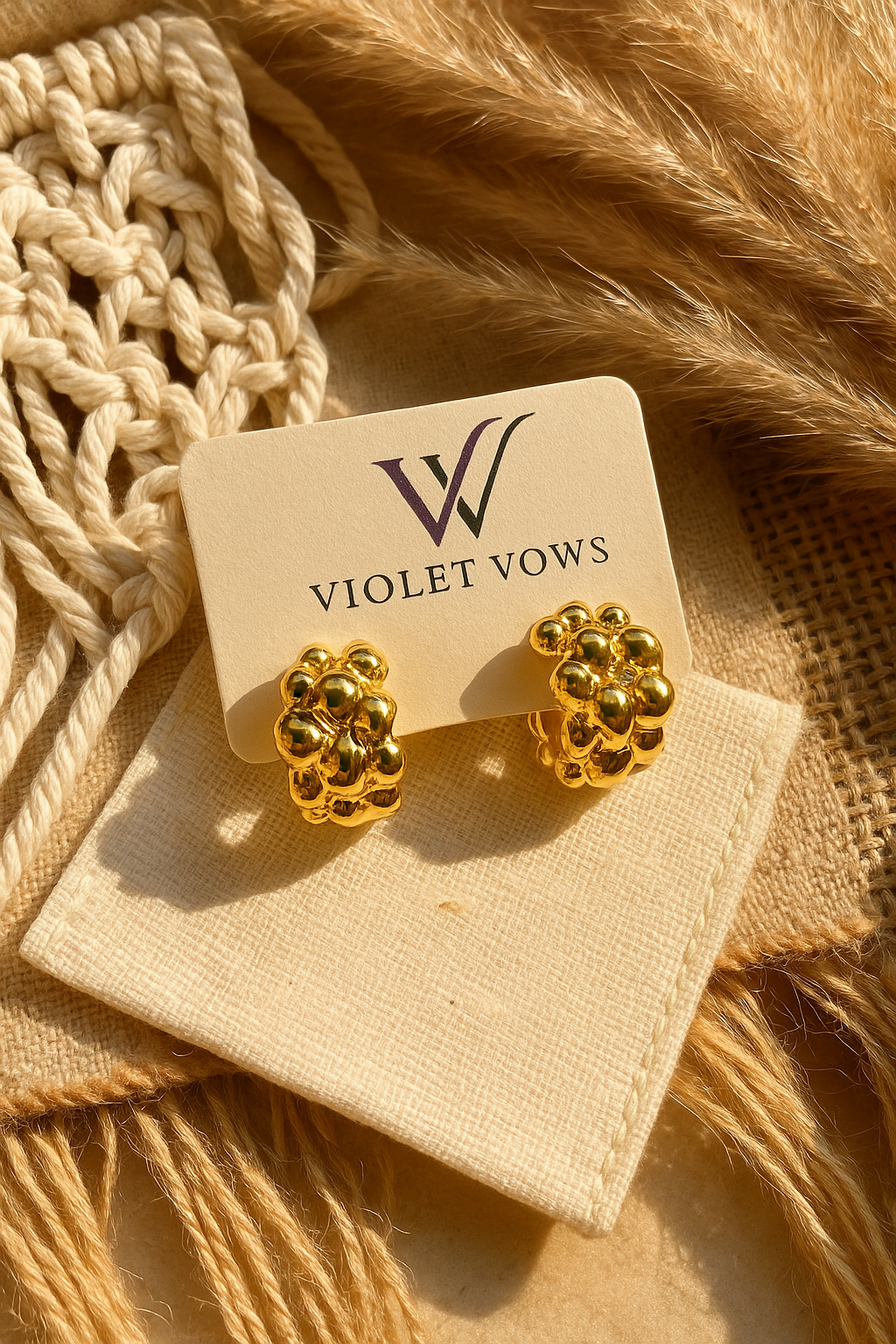 Chunky Gold Nugget Hoop Earrings