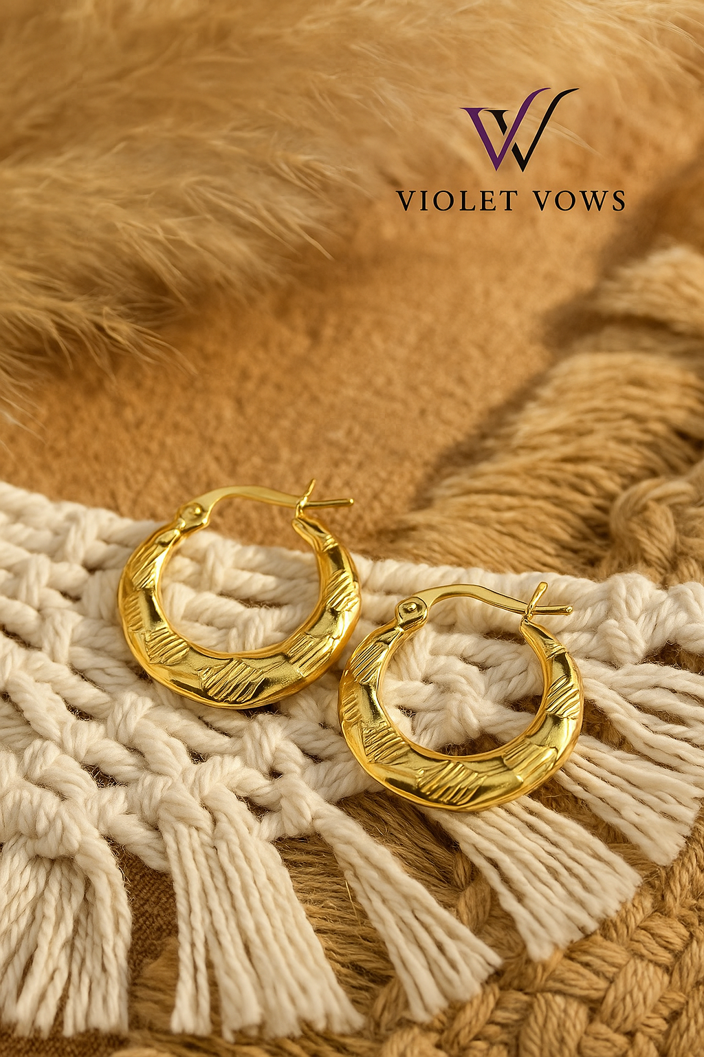 Elegant Woven Pattern Gold Hoop Earrings