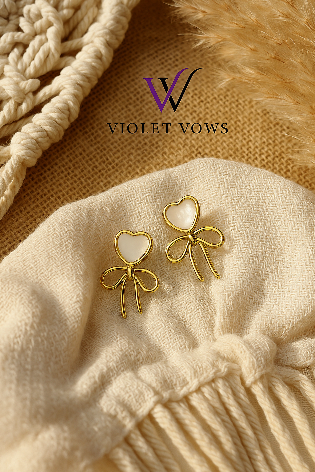 Boho Heart & Bow Earrings