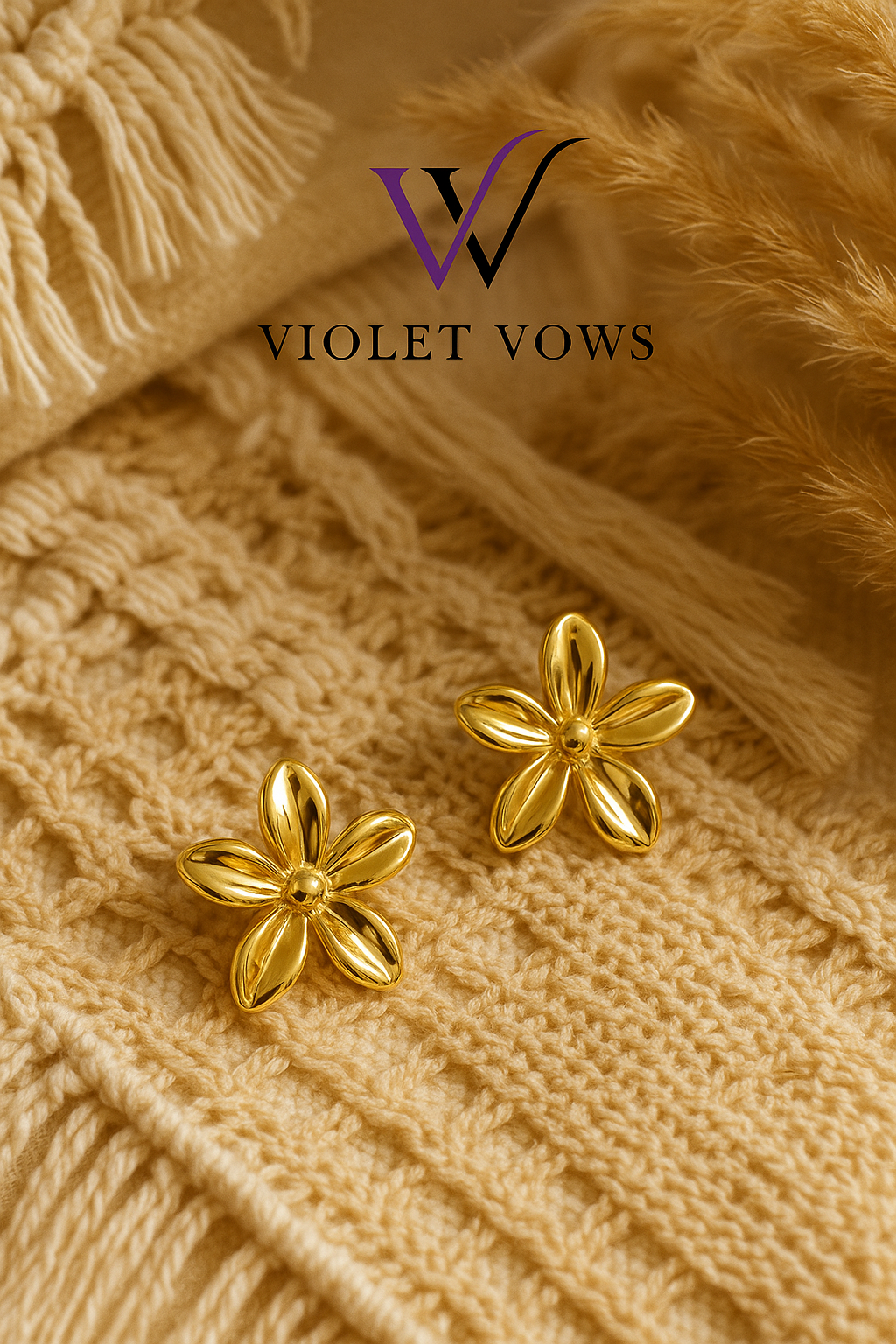 Golden Blossom Petal Earrings - Boho Chic Floral Studs