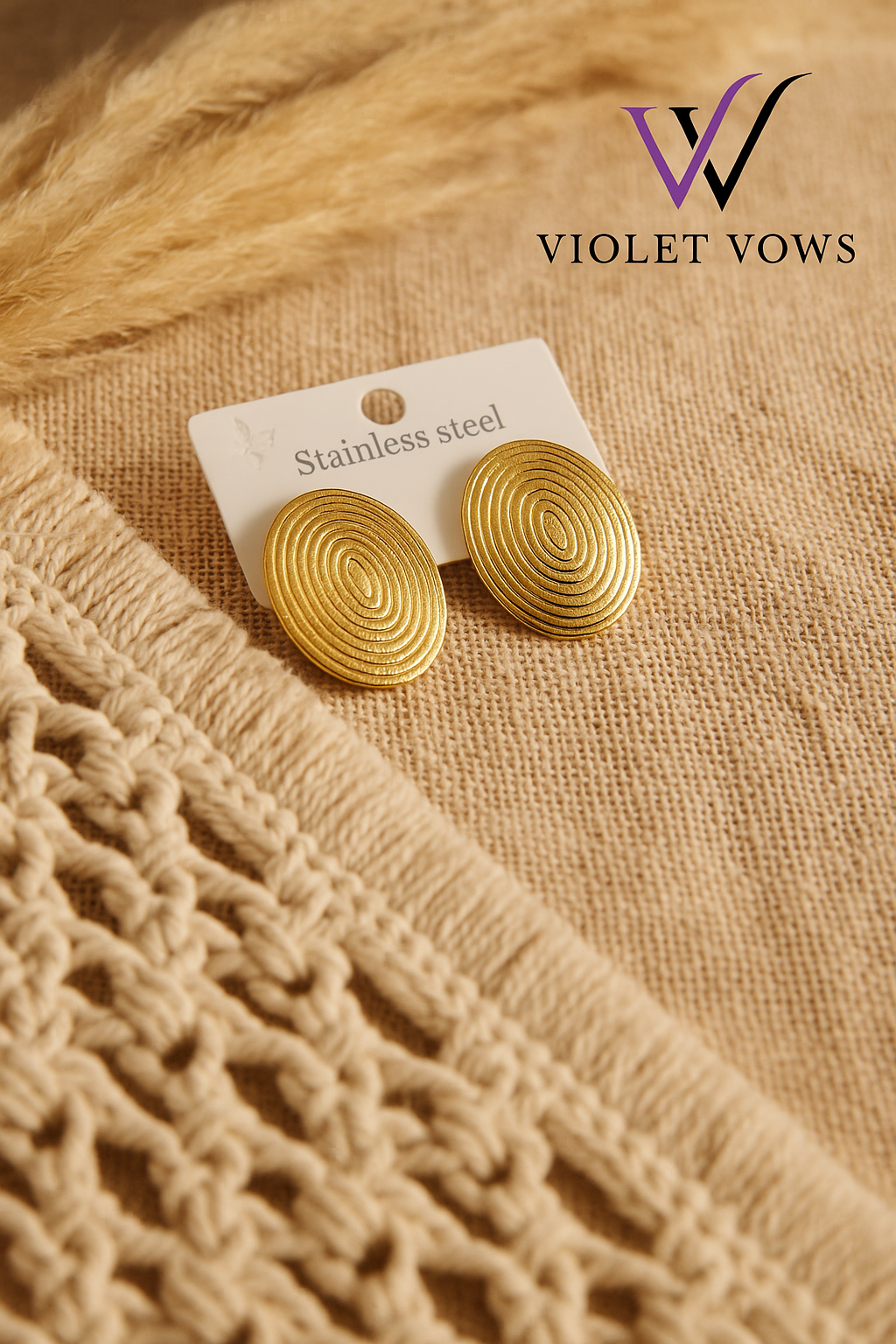 Golden Ripple Disc Earrings - Modern Statement Studs