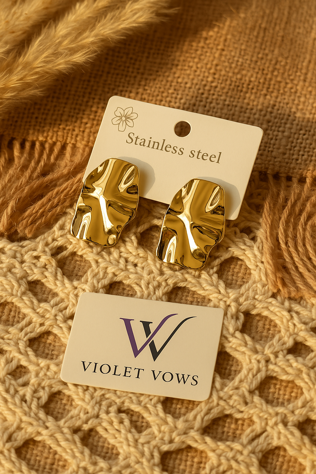 Golden Abstract Shape Earrings - Modern and Sculptural Studs