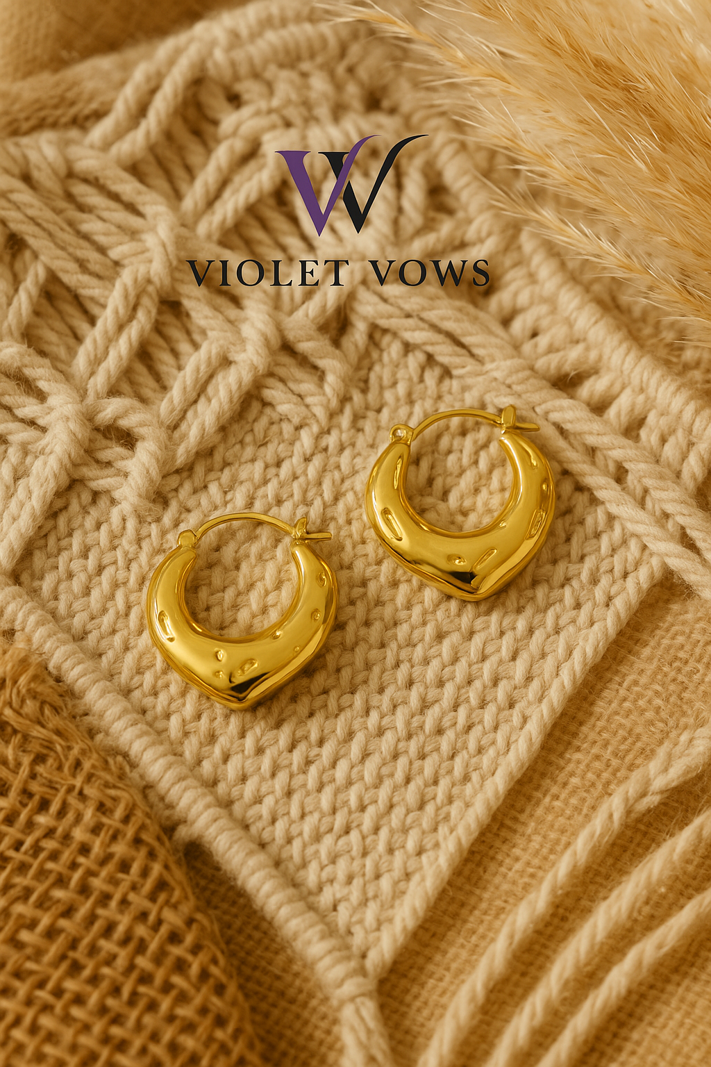 Molten Golden Heart Hoops - Bold and Romantic Statement Earrings