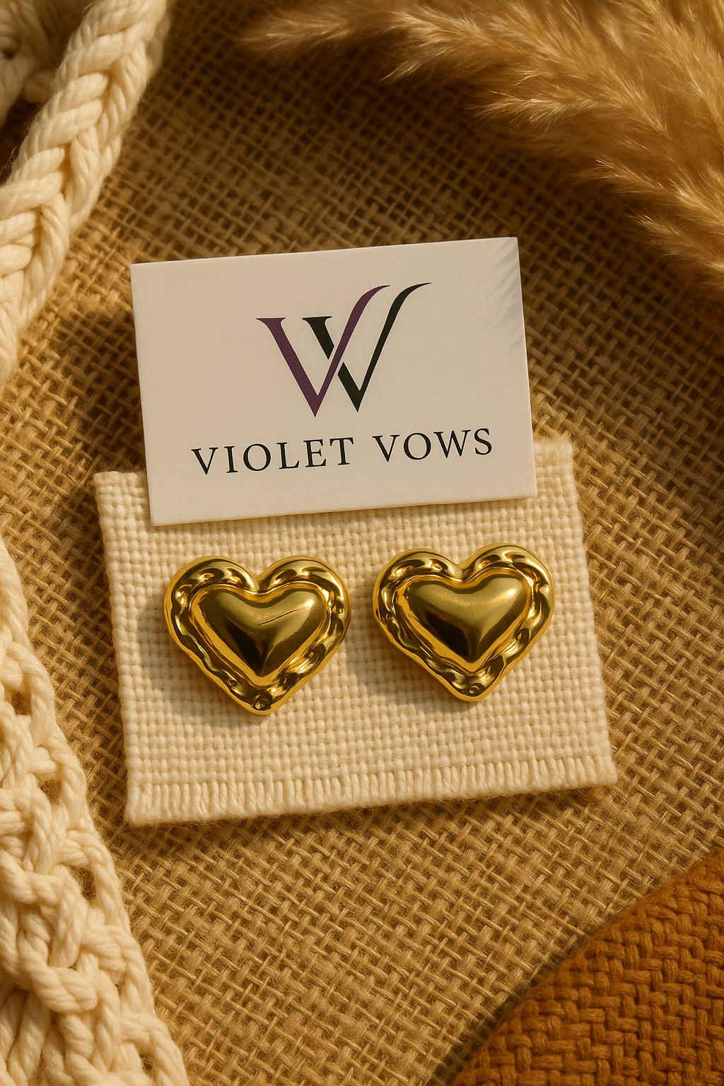 The Golden Sculpted Heart Earrings - Bold and Romantic