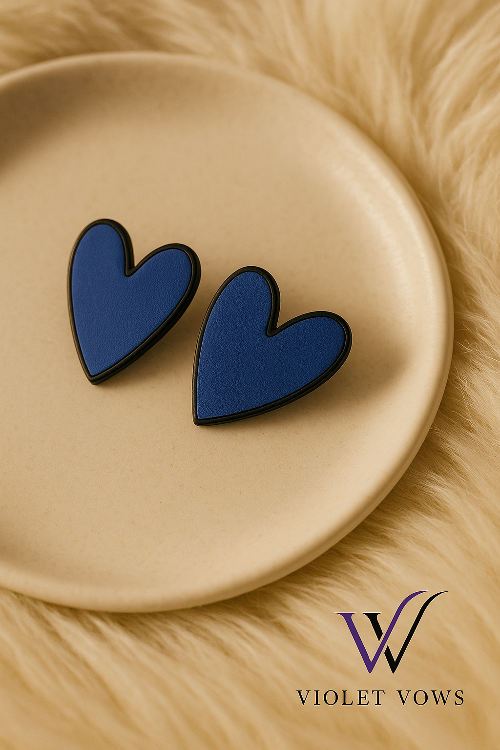 Bold Blue Heart Stud Earrings