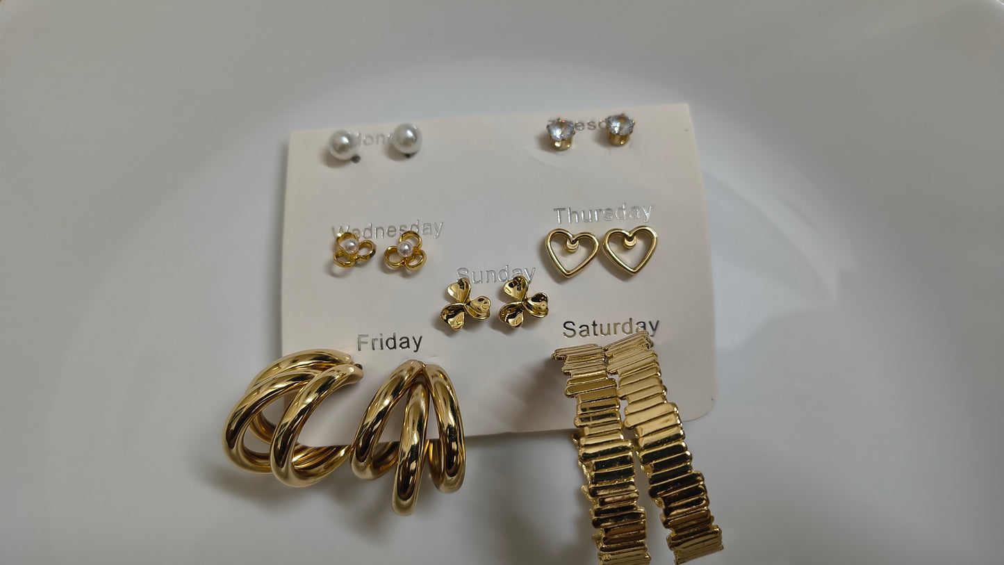 Versatile Gold & Pearl Earring Set - Studs, Hoops & More for Every Day