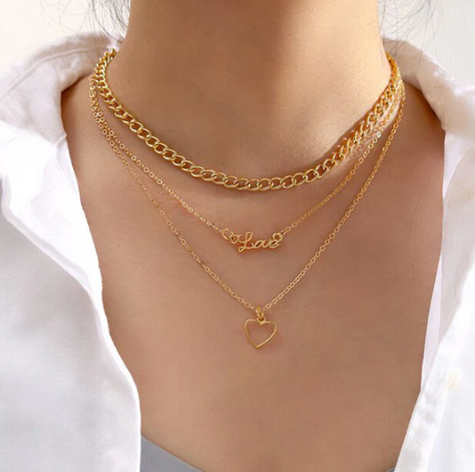Gold Plated Hearts inspired Layered Necklace For Women