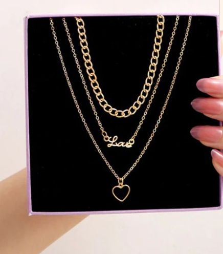 Gold Plated Hearts inspired Layered Necklace For Women
