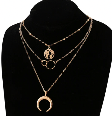 Glitzy Global Cross Ring Design Gold Plated Necklace For Women