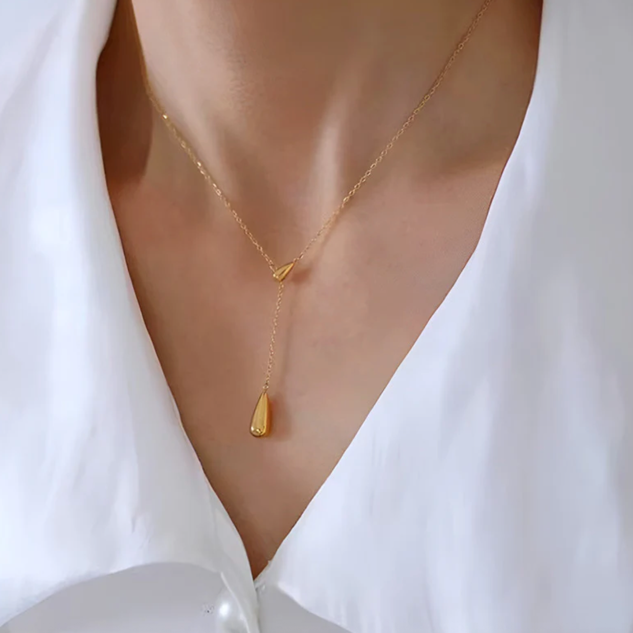 Gold Plated Stainless Steel Anti Tarnish Teardrop Pendant