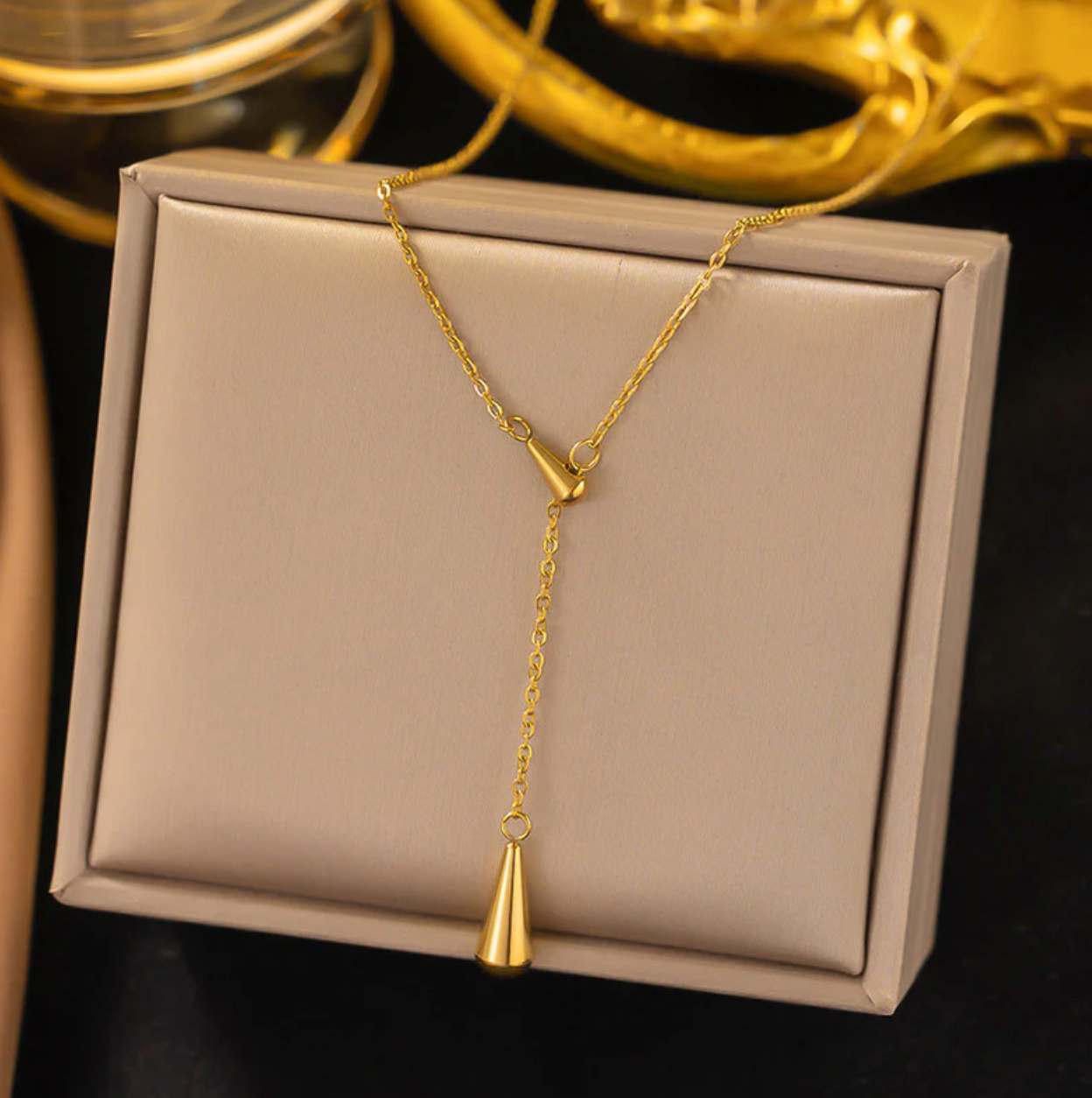 Gold Plated Stainless Steel Anti Tarnish Teardrop Pendant