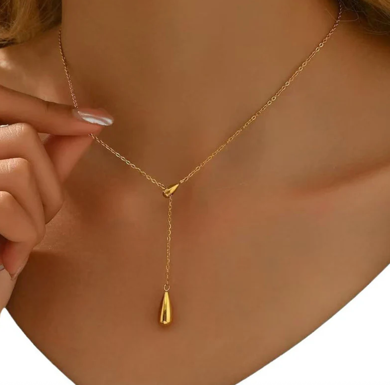 Gold Plated Stainless Steel Anti Tarnish Teardrop Pendant