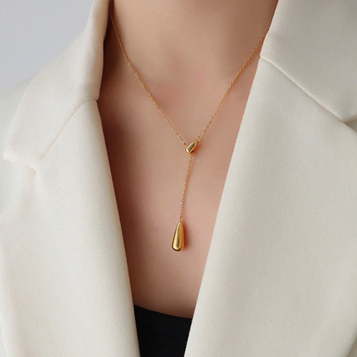 Gold Plated Stainless Steel Anti Tarnish Teardrop Pendant