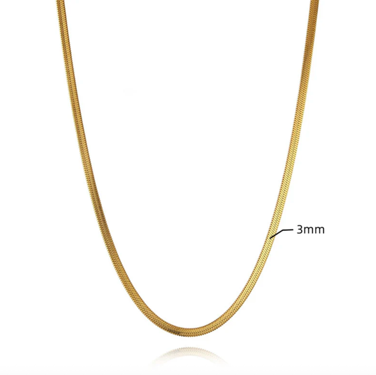Gold Plated Anti Tarnish Stainless Steel Flat Snake Chain Necklace