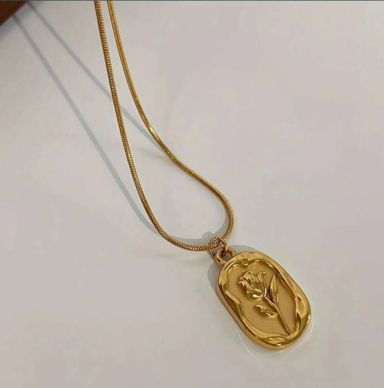 Gold Plated Anti Tarnish Rose Themed Pendant