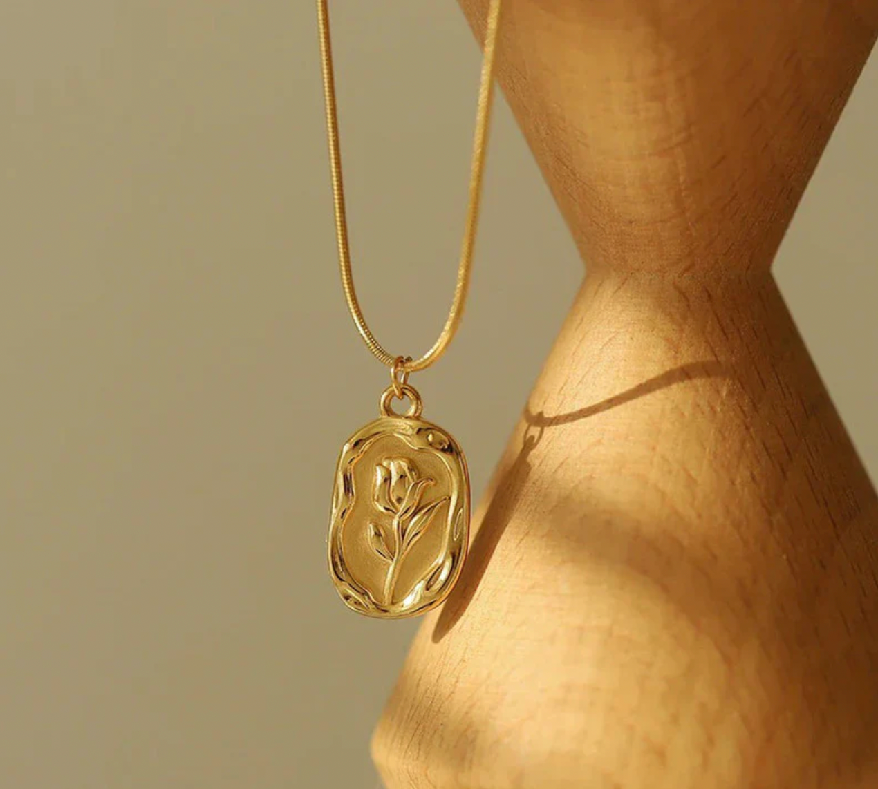 Gold Plated Anti Tarnish Rose Themed Pendant