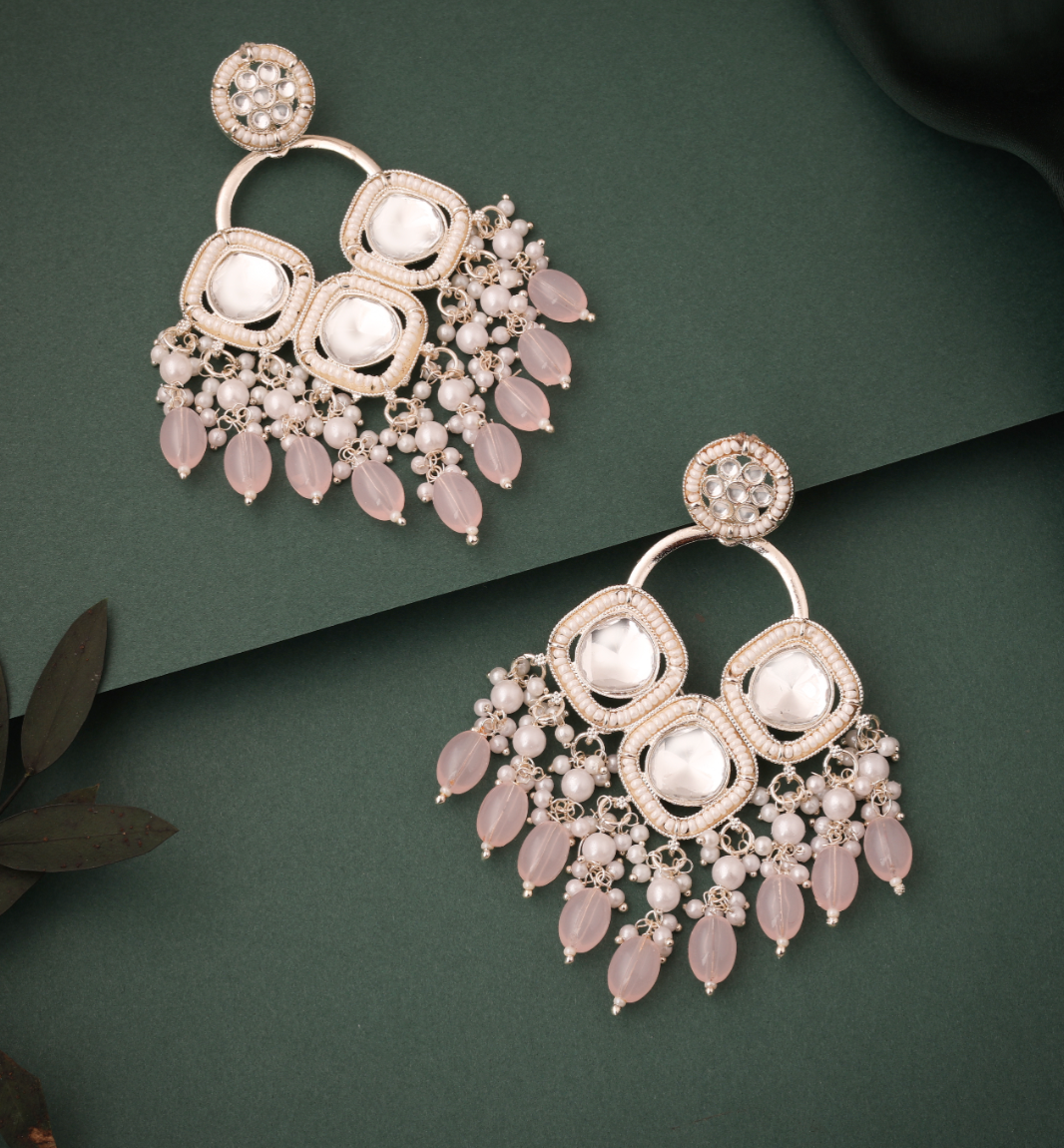 Hunar - White Gold Plated Earrings - Lavender
