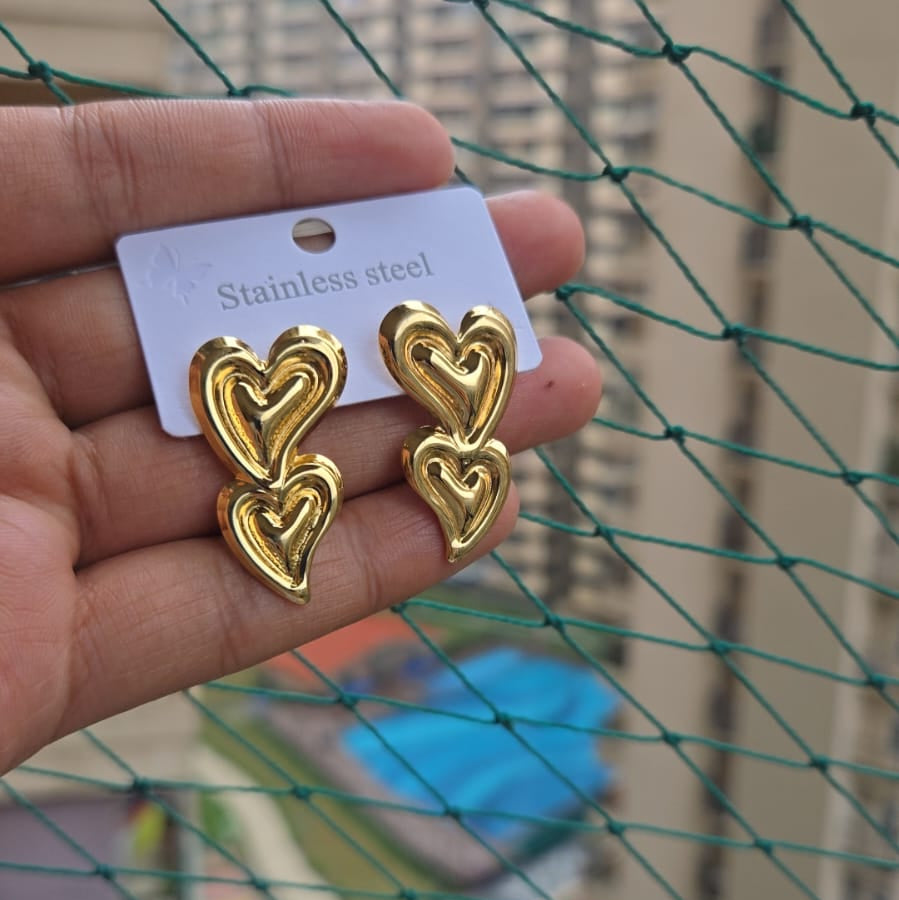 Stacked Heart Studs