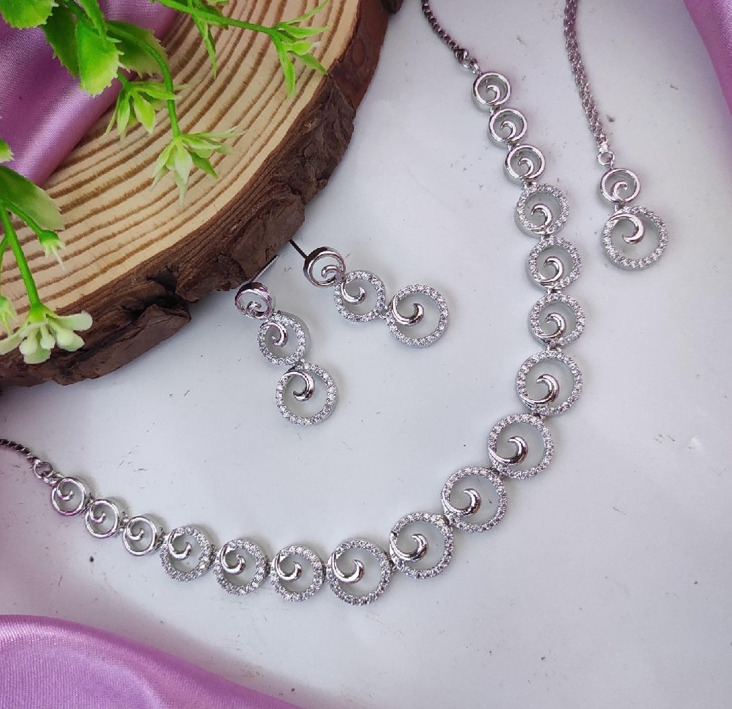 Myla CZ Designer Necklace Set - Sparkling Elegance American Diamond Necklace