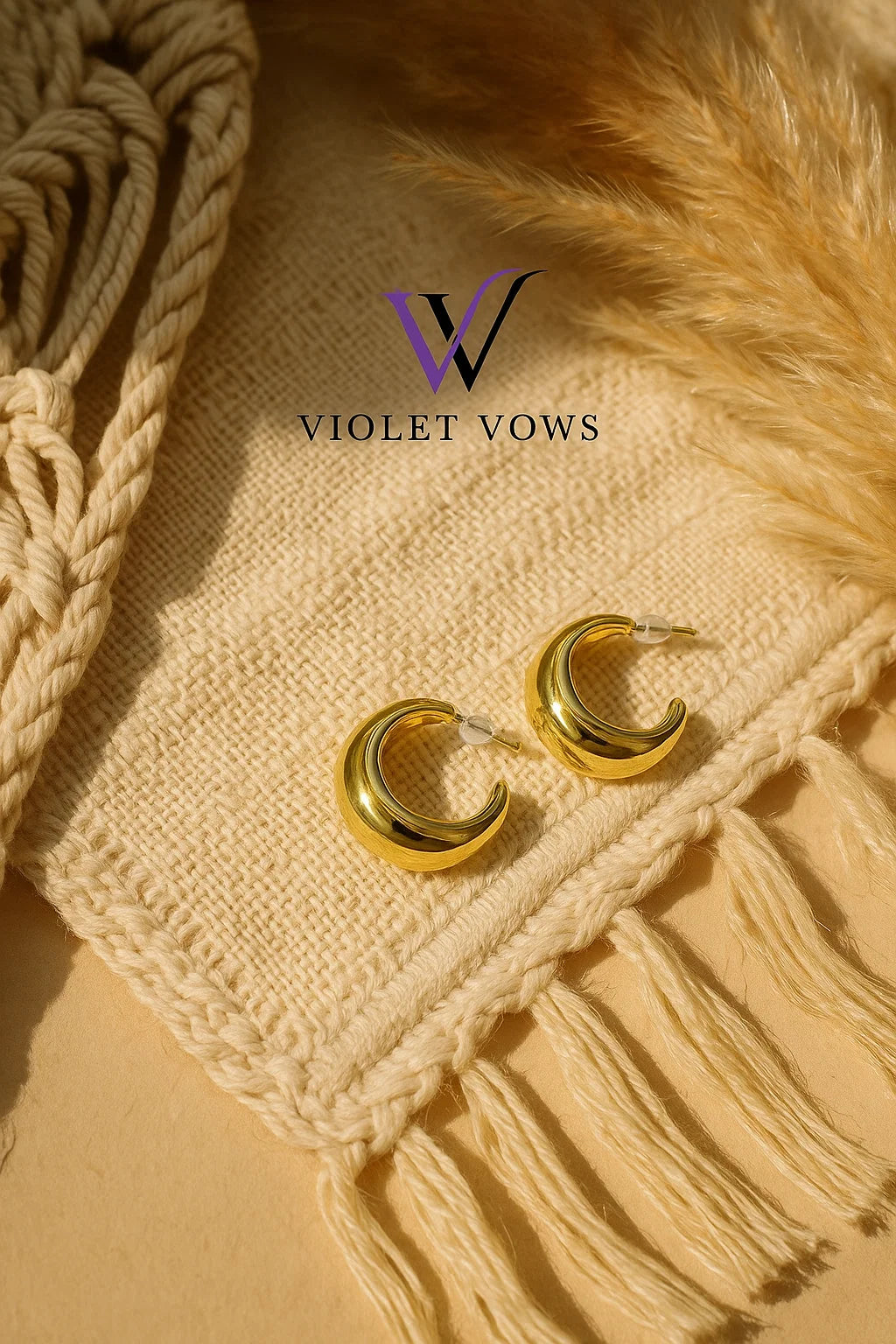 Sleek Gold Puffed Dome Earrings