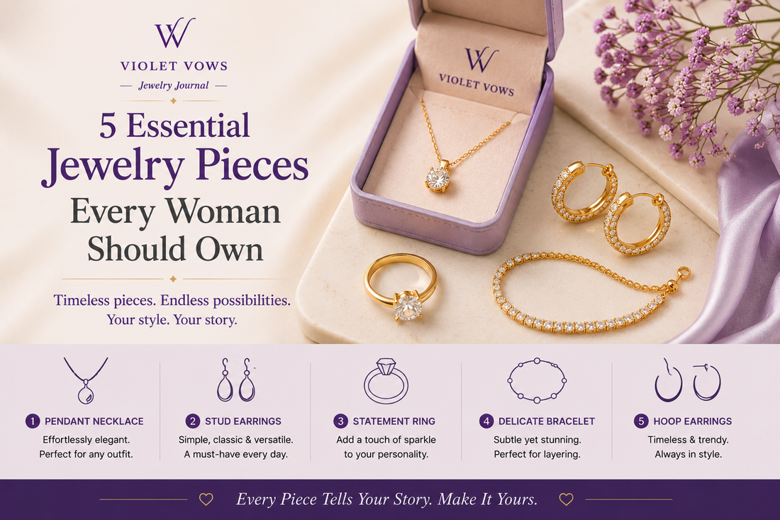 Essential jewelry pieces including earrings necklace rings and bracelet