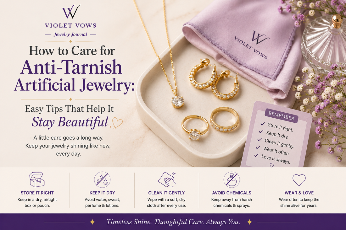 Anti-tarnish artificial jewelry with care and storage tips