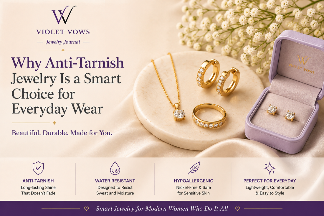 Gold anti-tarnish jewelry collection styled for everyday wear