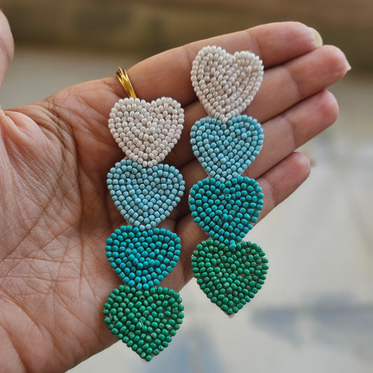 Unique handmade heart earrings - Green