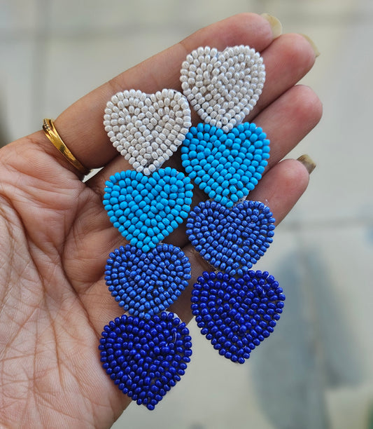 Unique handmade heart earrings - Blue