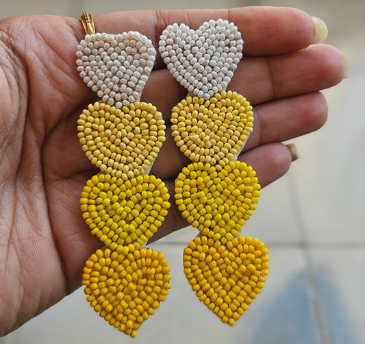 Unique handmade heart earrings - Yellow