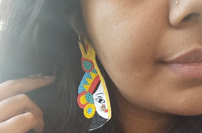 Goddess Handcrafted Tribal Art Statement Earrings