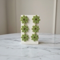 Handcrafted Beaded Flower Earrings - Vibrant Green