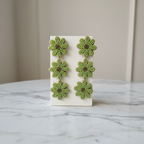 Handcrafted Beaded Flower Earrings - Vibrant Green