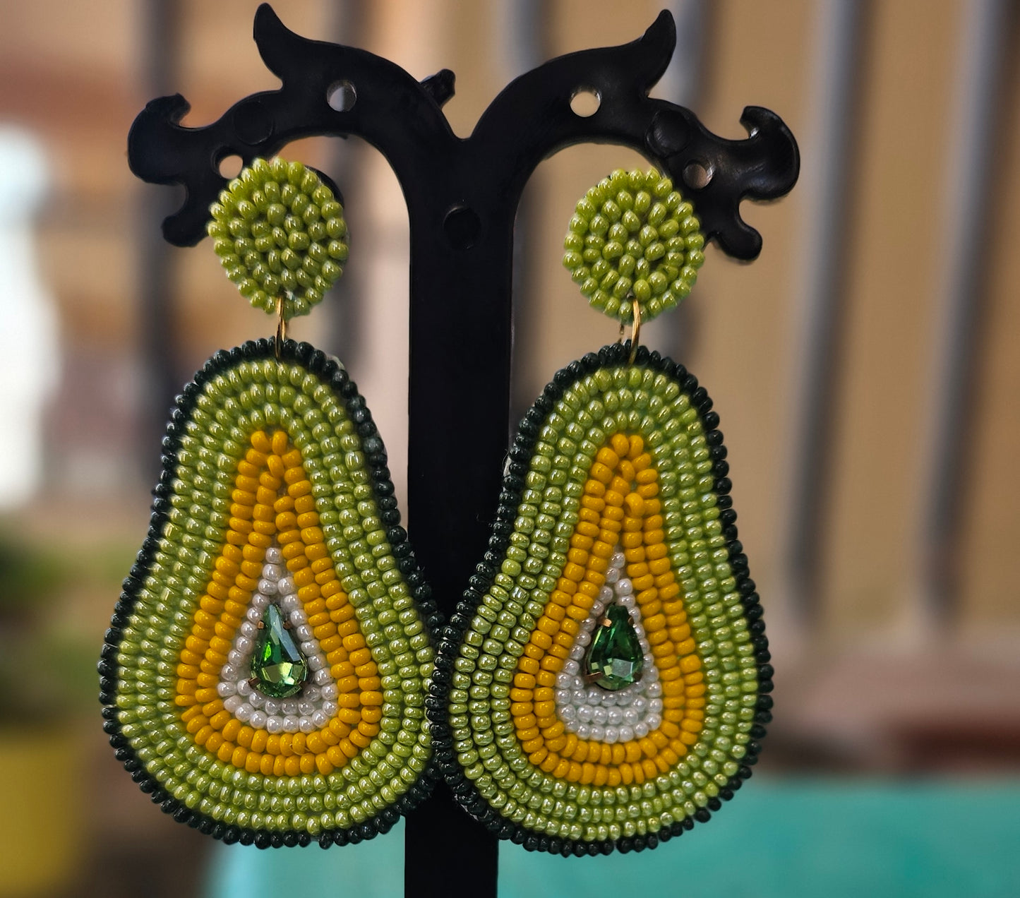 Guac 'n Roll! Handcrafted Avocado Beaded Earrings