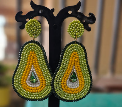 Guac 'n Roll! Handcrafted Avocado Beaded Earrings