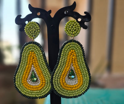 Guac 'n Roll! Handcrafted Avocado Beaded Earrings