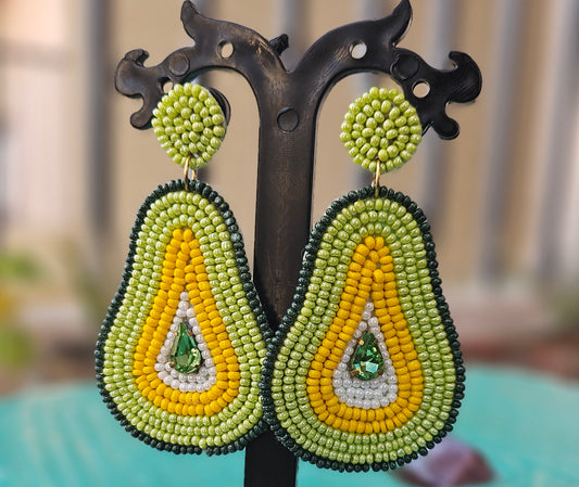 Guac 'n Roll! Handcrafted Avocado Beaded Earrings