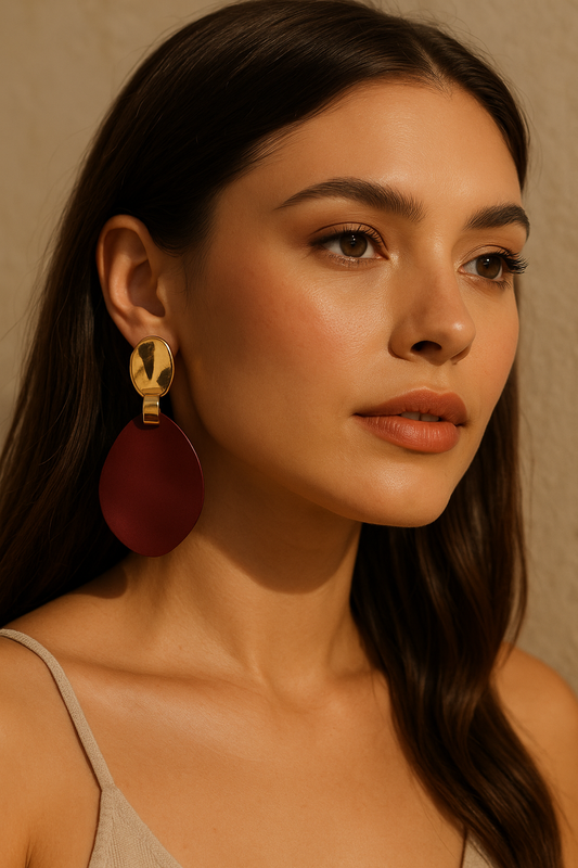 Gold & Brown Circle Drop Earrings