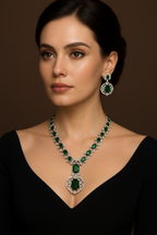 Nita Ambani Inspired Designer Necklace Set - Green
