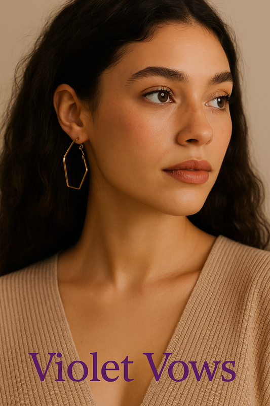 Anti-tarnish :  Hexagon Hoop Earrings