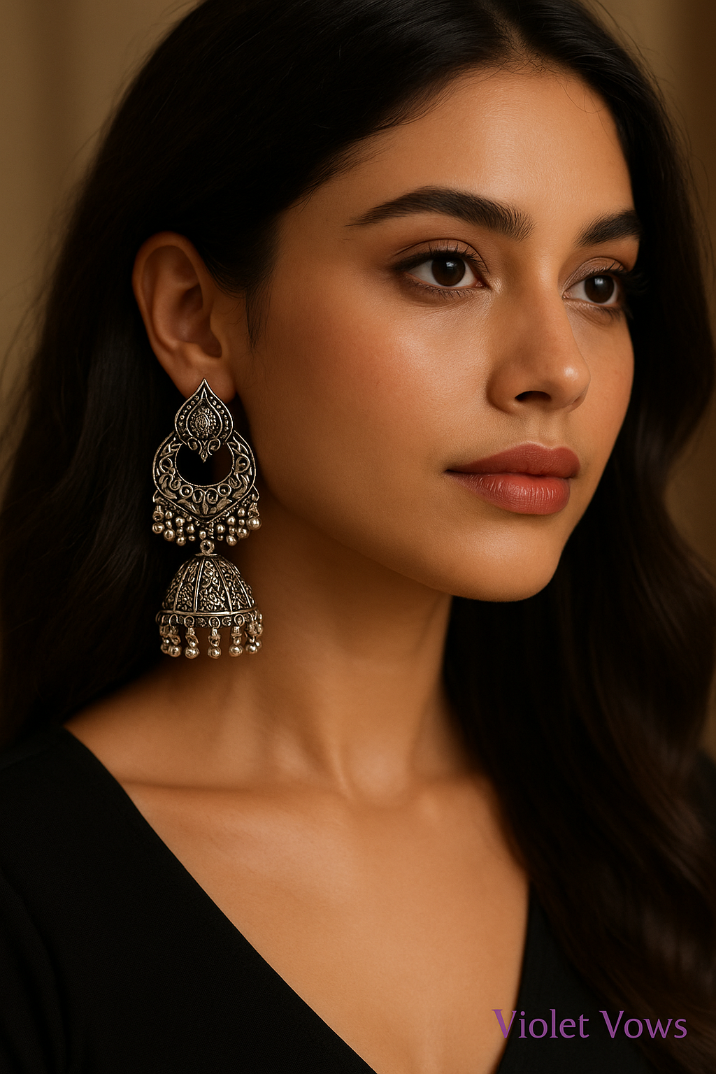 Oxidized Silver Peacock Jhumka Earrings