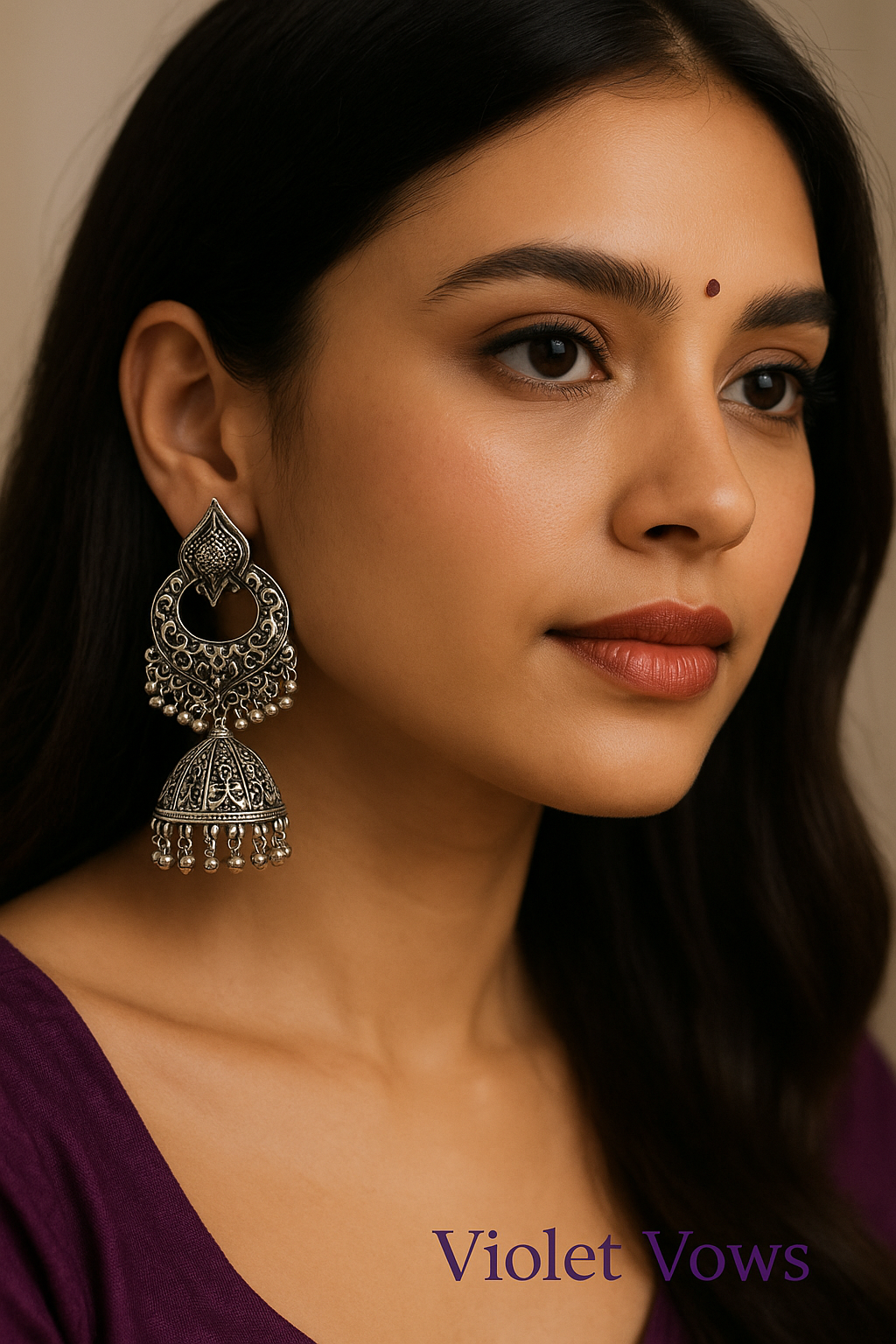 Oxidized Silver Peacock Jhumka Earrings
