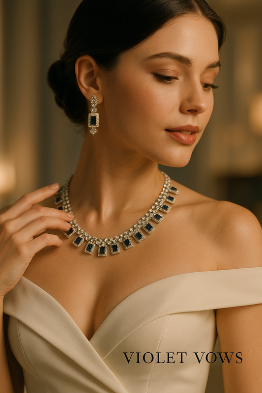 Luxury Gemstone Necklace Set – A Timeless Statement Piece - Blue