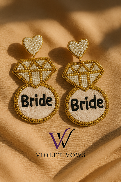 Diamond Ring Earrings - Bride To Be